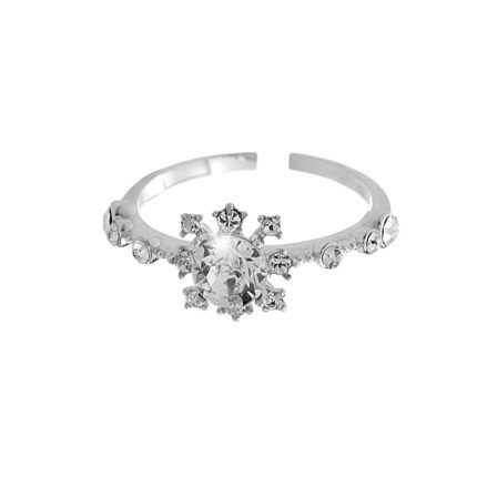 Stříbrný prsten s vločkou zdobený krystaly Swarovsk Crystal (Stříbro 925/1000)