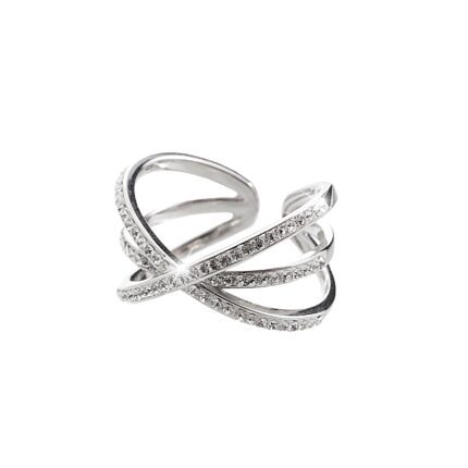 Stříbrný prsten tři překřížené kruhy s krystaly Swarovski Crystal (Stříbro 925/1000)