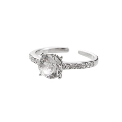 Stříbrný prsten zdobený šatonem a jednou řadou krystalů Swarovski Crystal (Stříbro 925/1000)