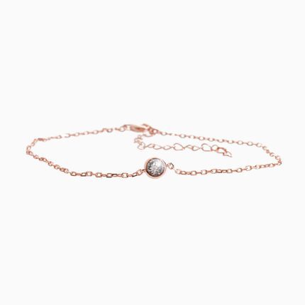 Stříbrný růžově zlatý náramek zdobený jedním krystalem Swarovski Crystal (Stříbro 925/1000)