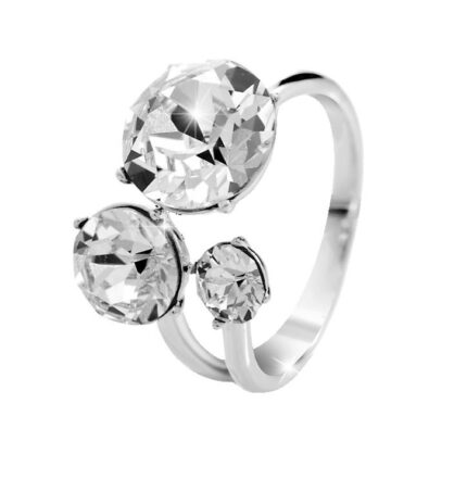 Stříbrný prsten osazený samostatnými různě velkými krystaly Swarovski Crystal (Stříbro 925/1000)