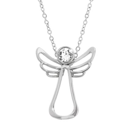 Ocelový náhrdelník anděl s krystalem Swarovski Crystal usazeným v hlavě
