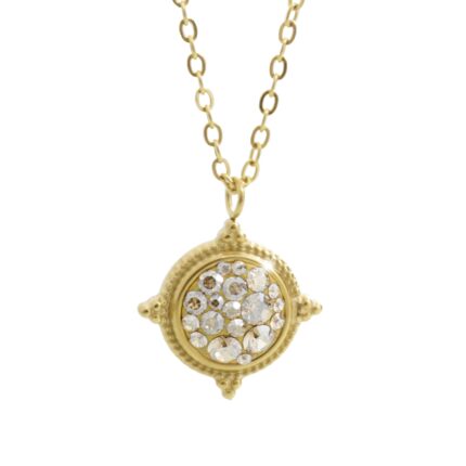 Zlatý ocelový náhrdelník medailonek kulatý s krystaly Swarovski Golden Shadow