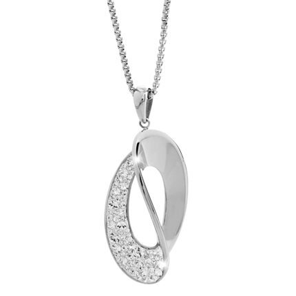 Ocelový náhrdelník překroucený ovál s krystaly Swarovski Crystal