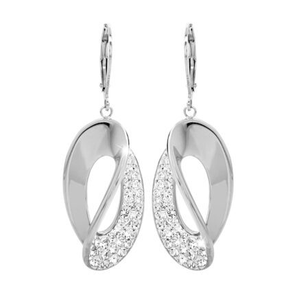 Ocelové náušnice klapky překroucený ovál s krystaly Swarovski Crystal