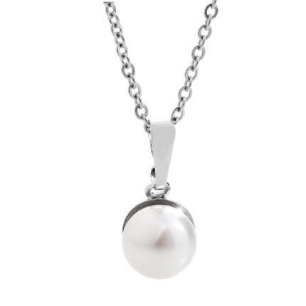 Náhrdelník z bižuterní slitiny samostatná perla 8mm White