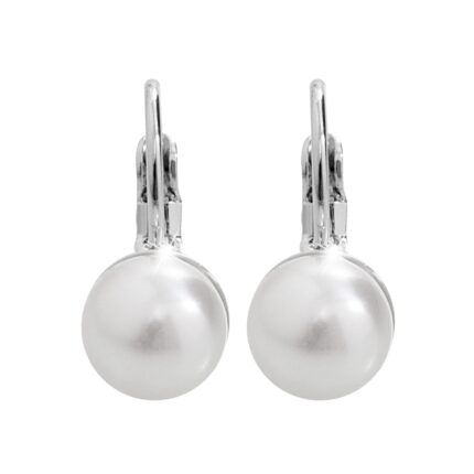 Náušnice klapky z bižuterní slitiny samostatná perla 8mm White