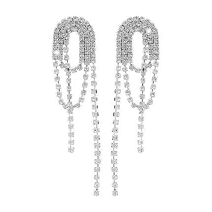 Náušnice puzety z bižuterní slitiny štrasové řetízky ve tvaru oválu s krystaly Swarovski Crystal