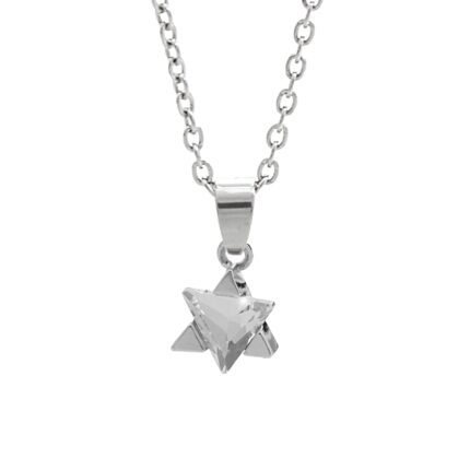 Náhrdelník z bižuterní slitiny dva trojúhelníky ve tvaru hvězdy s krystalem Swarovski Crystal
