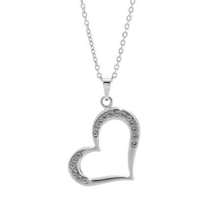 Náhrdelník z bižuterní slitiny šikmé srdce osázené krystaly Swarovski Crystal