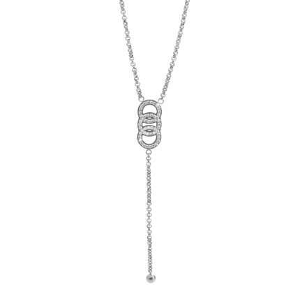 Ocelový náhrdelník tři kruhy s řetízkem osázený krystaly Swarovski Crystal