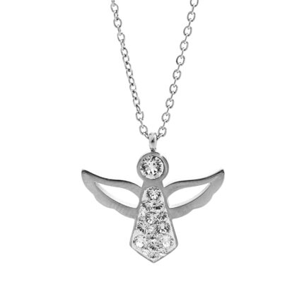 Ocelový náhrdelník anděl v letu s krystaly Swarovski Crystal
