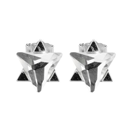 Náušnice puzety z bižuterní slitiny dva trojúhelníky ve tvaru hvězdy s krystalem Swarovski Crystal