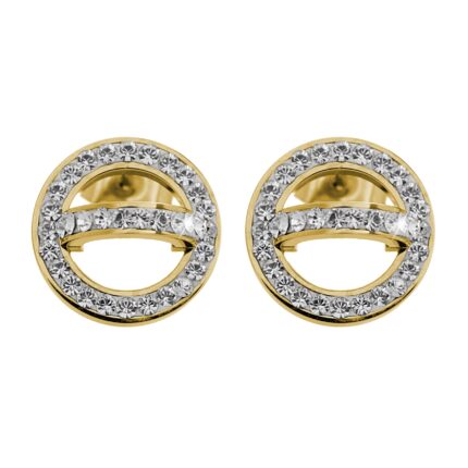 Zlaté ocelové náušnice puzety oblouček na kruhu s krystaly Swarovski Crystal