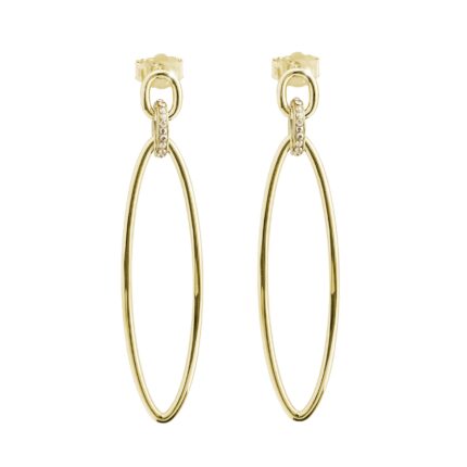 Zlaté ocelové náušnice puzety tři oválky s krystaly Swarovski Golden Shadow