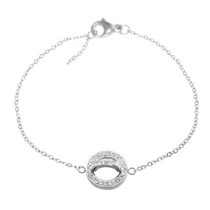 Ocelový náramek oblouček na kruhu s krystaly Swarovski Crystal
