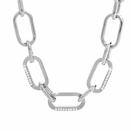 Ocelový náhrdelník řetěz z oválů s krystaly Swarovski Crystal