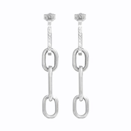 Ocelové náušnice puzety řetěz z oválů s krystaly Swarovski Crystal