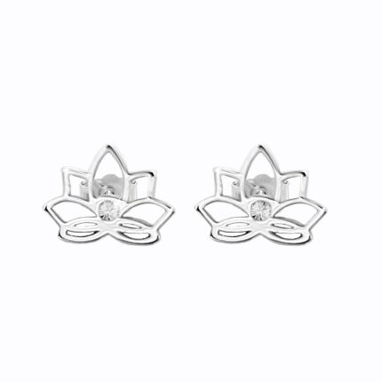 Ocelové náušnice puzety malý prořezávaný leknín s krystalem Swarovski Crystal