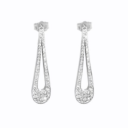 Ocelové náušnice dlouhé puzety ve tvaru kapky osázené krystaly Swarovski Crystal