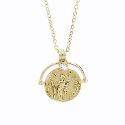 Zlatý ocelový náhrdelník stará mince s krystalem Swarovski Crystal