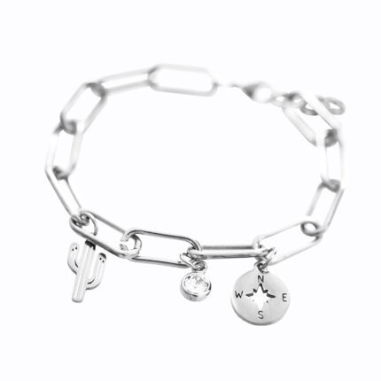 Ocelový náramek řetěz s ověsy a s krystalem Swarovski Crystal