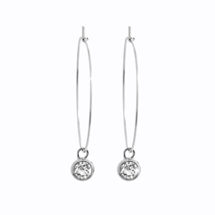 Ocelové náušnice provlékací s jedním krystalem Swarovski Crystal na velkém kruhu