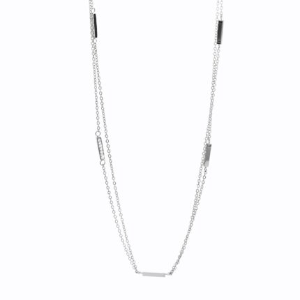 Ocelový náhrdelník dvojitý přerušovaný řetízek s krystaly Swarovski Crystal