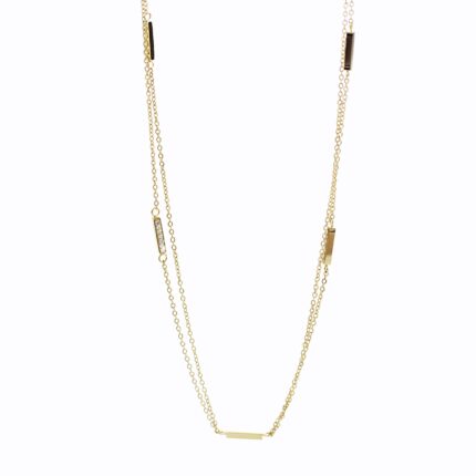 Zlatý ocelový náhrdelník dvojitý přerušovaný řetízek s krystaly Swarovski Golden Shadow