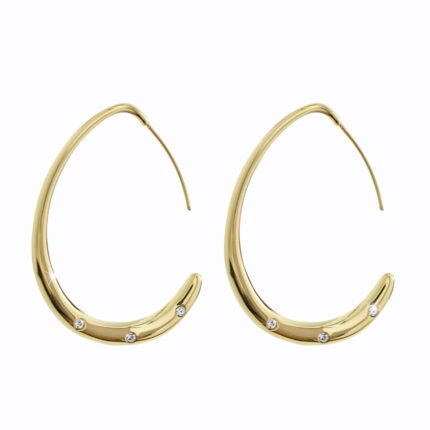 Zlaté ocelové provlékací náušnice ve tvaru kapky s krystaly Swarovski Crystal