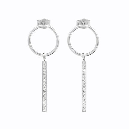 Ocelové náušnice puzety tyčka na kruhu s krystaly Swarovski Crystal