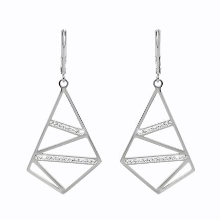 Ocelové náušnice klapky cik cak lichoběžníky s krystaly Swarovski Crystal