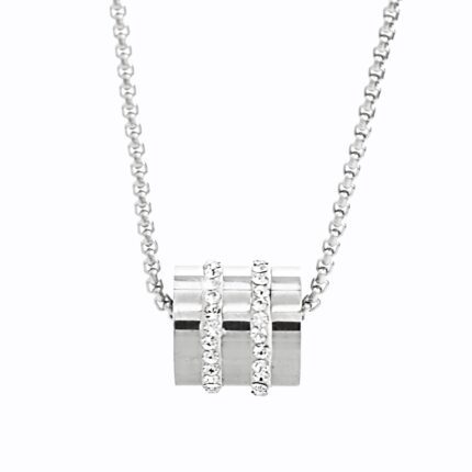 Ocelový náhrdelník s průvlakovou trubičkou zdobenou krystaly Swarovski Crystal