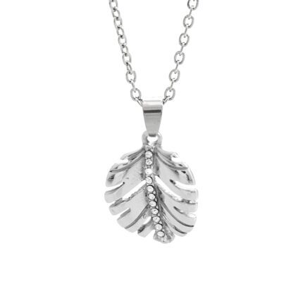 Ocelový náhrdelník palmový list s krystaly Swarovski Crysrtal