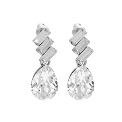 Náušnice puzety z bižuterní slitiny s kapkou a obdélníky Swarovski Crysrtal