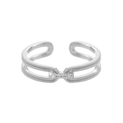 Stříbrný prsten malá čárka spojující dvě půlky s krystaly Swarovski Crystal (Stříbro 925/1000)