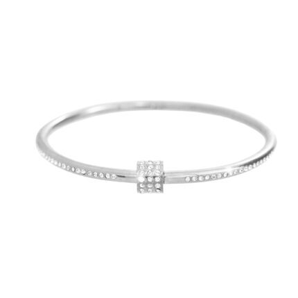 Ocelový náramek pevný s válečkem a s krystaly Swarovski Crystal