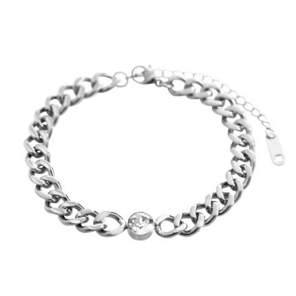 Ocelový náramek řetěz s jedním krystalem Swarovski Crystal