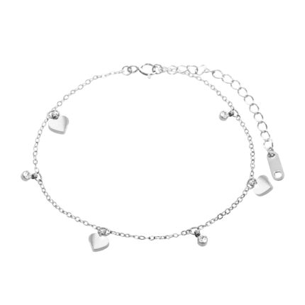Ocelový náramek s ověsy srdcí a krystalů Swarovski Crystal