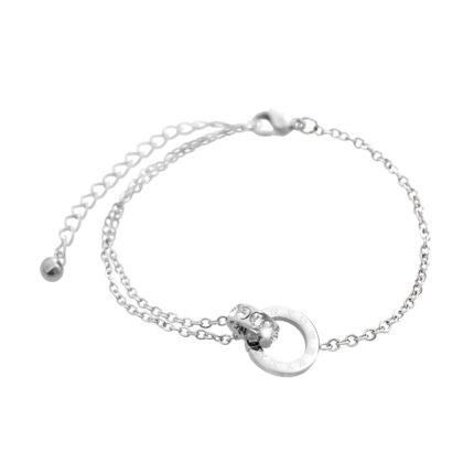 Ocelový náramek dva spojené kruhy s krystaly Swarovski Crystal