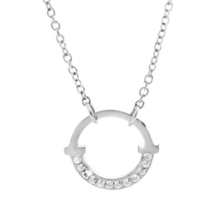 Ocelový náhrdelník kruh na půl osázený krystaly Swarovski Crystal