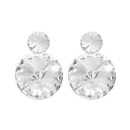 Náušnice puzety z bižuterní slitiny dvě velké rivoli Swarovski Crystal