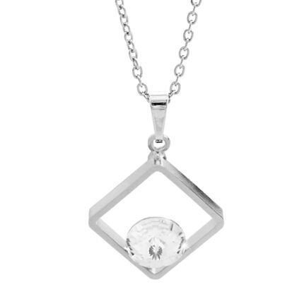 Náhrdelník z bižuterní slitiny čtverec na koso s rivolkou Swarovski Crystal