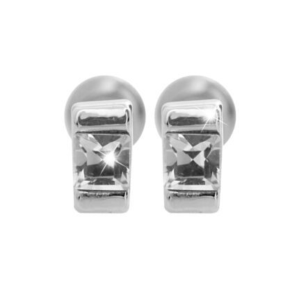 Náušnice puzety z bižuterní slitiny obdélník s čtvercovým krystalem Swarovski Crystal menší