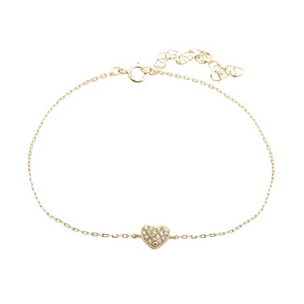 Pozlacený stříbrný nákotník malé srdíčko s krystaly Swarovski Golden Shadow (Stříbro 925/1000)
