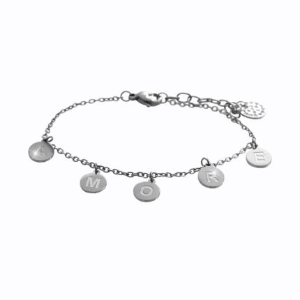 Ocelový náramek s ověsy amore a krystaly Swarovski Crystal