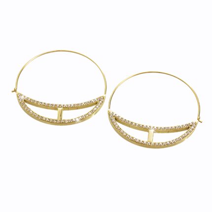 Zlaté ocelové náušnice kruhy zdobený spodek krystaly Swarovski Golden Shadow