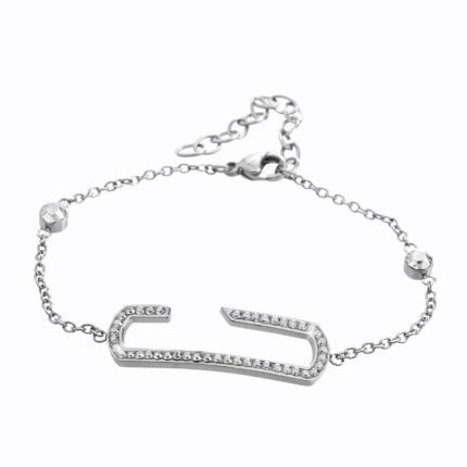 Ocelový náramek ve tvaru písmene c s krystaly Swarovski Crystal