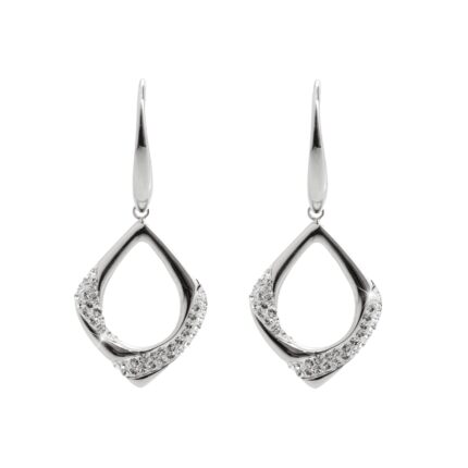 Ocelové náušnice klapky obrysový kosočtverec zdobený krystaly Swarovski Crystal