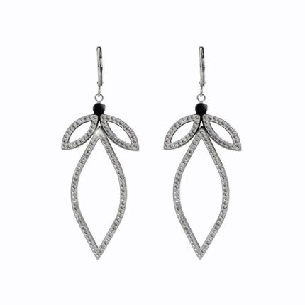 Ocelové náušnice klapky seskupení lístků s krystaly Swarovski Crystal